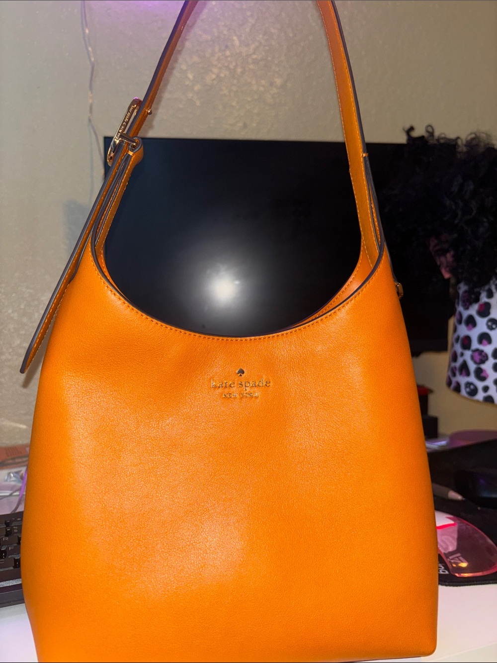 kate spade Orange Leather Shoulder Hobo Bag (454 bag)